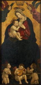 Madonna de la Leche con ángeles músicos, 1490-1500 de Giovanni Martino Spanzotti
