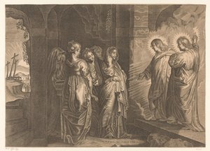 Mujeres santas en la tumba de Cristo de Giovanni Merlo (attributed to)