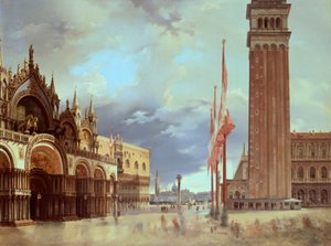 Piazza San Marco (Plaza de San Marcos), por Giovanni Migliara (1785-1837) de Giovanni Migliara