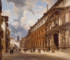 Vista del Ospedale Maggiore (gran hospital) en Milán, por Giovanni Migliara (1785-1837) de Giovanni Migliara