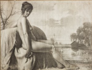 Desnudo femenino (carboncillo sobre papel) de Giovanni Muzzioli