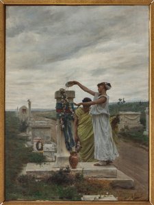Honor a los héroes (un rito en la antigua Grecia) (óleo sobre lienzo) de Giovanni Muzzioli