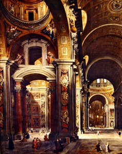 El cardenal Melchior de Polignac visitando San Pedro en Roma, 1730 de Giovanni Paolo Pannini