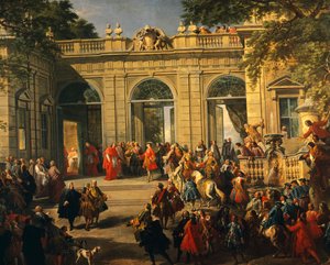 Carlos III de Borbón en visita al Papa Benedicto XIV en la Casa de Café del Quirinal de Giovanni Paolo Pannini