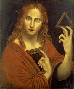 Cristo Redentor sosteniendo el símbolo de la Trinidad (panel) de Giovanni Pietro Rizzoli (school of) Giampietrino