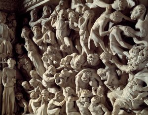 Detalle de los relieves de la Cátedra realizada por Giovanni Pisano (1248-1314): los condenados (detalle) de Giovanni Pisano