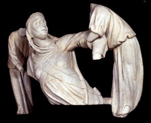 Monumento funerario a Margarita de Brabante elevado en el aire por dos ángeles de Giovanni Pisano