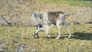 Una cabra con su cría de Giovanni Segantini