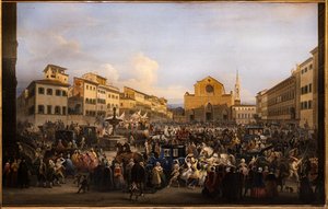 Berlingaccio en la Plaza de la Santa Cruz de Florencia de Giovanni Signorini