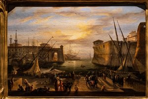 La Marina de Livorno y la Fortaleza de los Medici al fondo de Giovanni Signorini