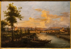 Vista del Arno, c.1850 (óleo sobre lienzo) de Giovanni Signorini