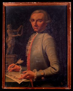 Retrato del compositor y arpista austriaco Christian Joseph Lidarti (1730-1793) Pintura de Giovanni Stella. Siglo XVIII. Bolonia, Civico museo Museo Bibliografico