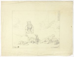 Campesina romana y niños durmiendo de Giovanni Tognolli