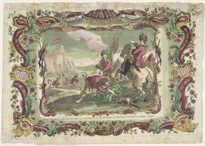 Soldaten en een strijd voor een fort Presionando la espalda del caballo espumante, el comandante ordena los premios de la batalla / para actuar y traer el botín de todos lados (título sobre objeto) de Giovanni Volpato (possibly)