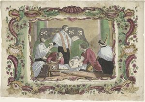 enterrar a los muertos VII opus misericordiae corporalis / La septima obrade misericordia corporale (título sobre el objeto) Las obras espirituales de misericordia (título de la serie) de Giovanni Volpato