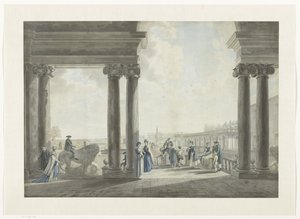 Vista de los jardines de la Villa Medici en Roma (título sobre objeto) Vistas de Roma y sus alrededores (título de la serie)