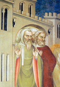 Figuras de hombres, detalle de Resurrección de Lázaro de Giovanni da Milano