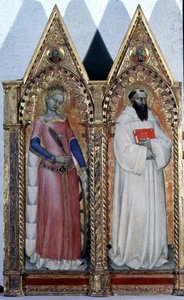 Santa Catalina de Alejandría y San Bernardo, (detalle) de un políptico