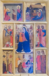 Virgen María y niño con santos y escenas de la vida de Cristo de Giovanni da Milano