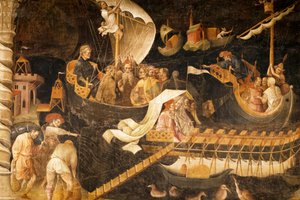Partida de los Reyes Magos, escena del ciclo del Viaje de los Magos, c.1420 (fresco)