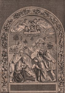Natividad de Giovanni della Robbia (1469-1529 o 1530), Pinacoteca di Citta di Castello, Umbría, Italia, xilografía de Le cento citta d