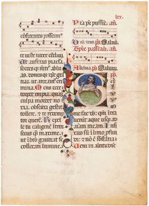 El salmista en el mar, inicial "S" en una hoja de un breviario iluminado, Bolonia o Ferrara, c.1440 (tinta y color sobre vitela) de Giovanni di Antonio da Bologna