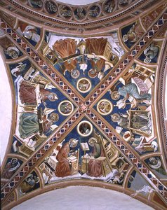 Los doctores en el templo, los evangelistas y ocho profetas, de la bóveda de la capilla de Giovanni di Corraduccio