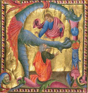 Inicial A: Aparición de Cristo a David de Giovanni di Paolo