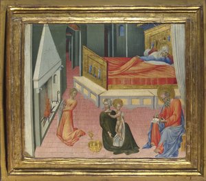 El nacimiento de San Juan Bautista, panel de predela, 1454 de Giovanni di Paolo