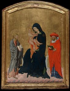 Virgen y niña con los santos jerónimo y bartholomew de Giovanni di Paolo