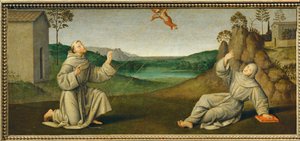 San Francisco de Asís recibe los estigmas ... de Giovanni di Pietro (c.1450 1529) (studio of)