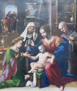 El matrimonio místico de santa Catalina de Alejandría y santa Catalina y Bernardino de Siena de Girolamo Genga