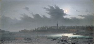 Vista de Malta desde el Puerto de Noche, 1876 de Girolamo Gianni