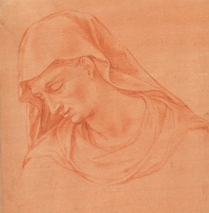 Cabeza de una mujer de luto en perfil hacia la izquierda, ca. 1575-80 de Girolamo Macchietti