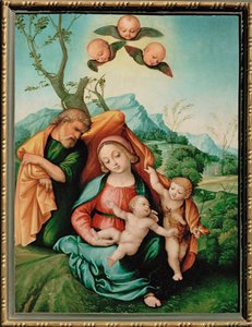 Sagrada Familia (pintura sobre madera) de Girolamo Marchesi da Cotignola