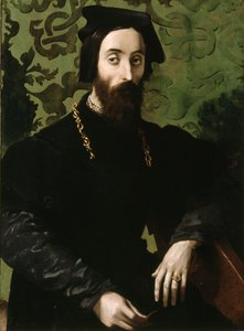 Retrato de músico, c.1540 (óleo sobre tabla) de Girolamo Mazzola (attr.) Bedoli