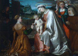 Matrimonio místico de Santa Catalina en presencia de las Santas Úrsula, Lorenzo y Ángela Merici de Girolamo Romanino
