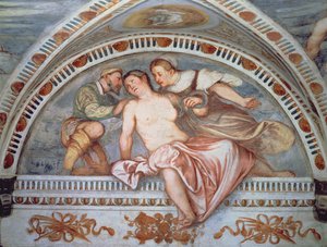 La Muerte de Cleopatra, luneta de Girolamo Romanino