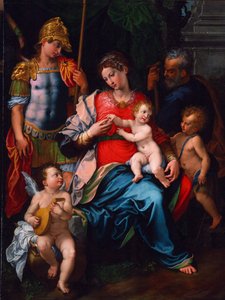 Virgen y Niño con los santos Juan Bautista, Miguel Arcángel y José, 1545 de Girolamo Sciolante da Sermoneta