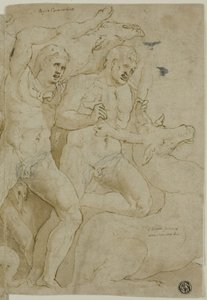 Antiguo relieve de sarcófago con los trabajos de Hércules de Girolamo da Carpi