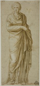 Figura femenina drapeada de pie de Girolamo da Carpi