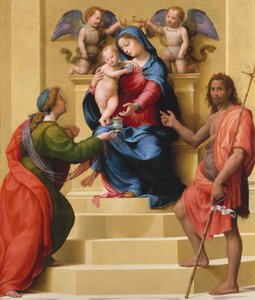 Madonna y Niño en el Trono con los Santos María Magdalena y Juan el Bautista de Giuliano Bugiardini