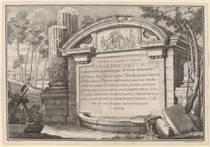 Ruinas clásicas en un paisaje: frontispicio de Giuliano Giampiccoli and Giovanni Battista Tiepolo