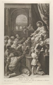 San Job sentado a la derecha recibiendo los regalos del pueblo, ca. 1760-1800 de Giuliano Traballesi
