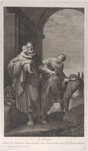 San José llevando al Niño Jesús en la huida a Egipto de Giuliano Traballesi
