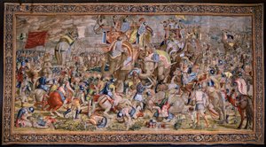 Tapiz flamenco. Serie Las Actas de Escipión: La batalla de Zama. Dibujante Giulio Romano. Atelier de Balthasar van Vlierden (?), Bruselas. 1523-1532. de Giulio (after) Romano
