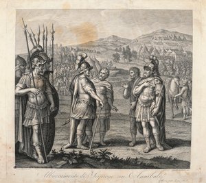 Encuentro entre Aníbal y Escipión durante las Guerras Púnicas de Giulio (after) Romano
