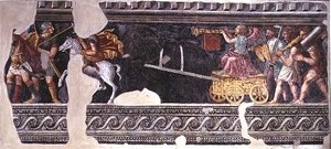 Fragmento de una escena de un triunfo de Giulio (school of) Romano