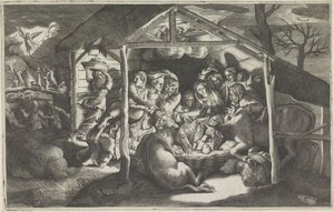 Adoración de los pastores de Giulio Bonasone