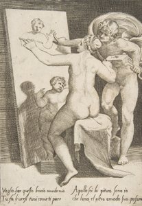 Apolo de pie junto a una mujer que representa una alegoría de la pintura, de 